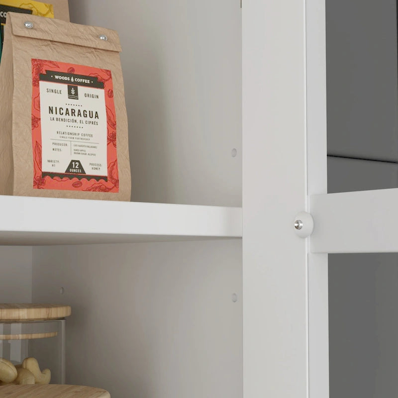 Buffetkast met opzetkast, keukenkast en voorraadkast, wit dressoir