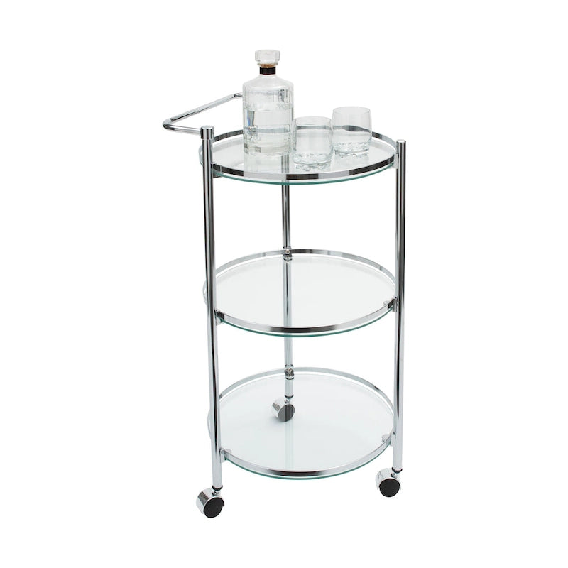 Circular Tempered Glass Rolling Serving Cart - 15.25 x 16.75 x 29.75