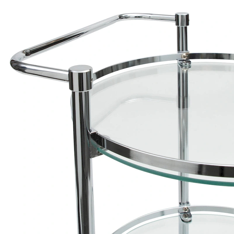 Circular Tempered Glass Rolling Serving Cart - 15.25 x 16.75 x 29.75
