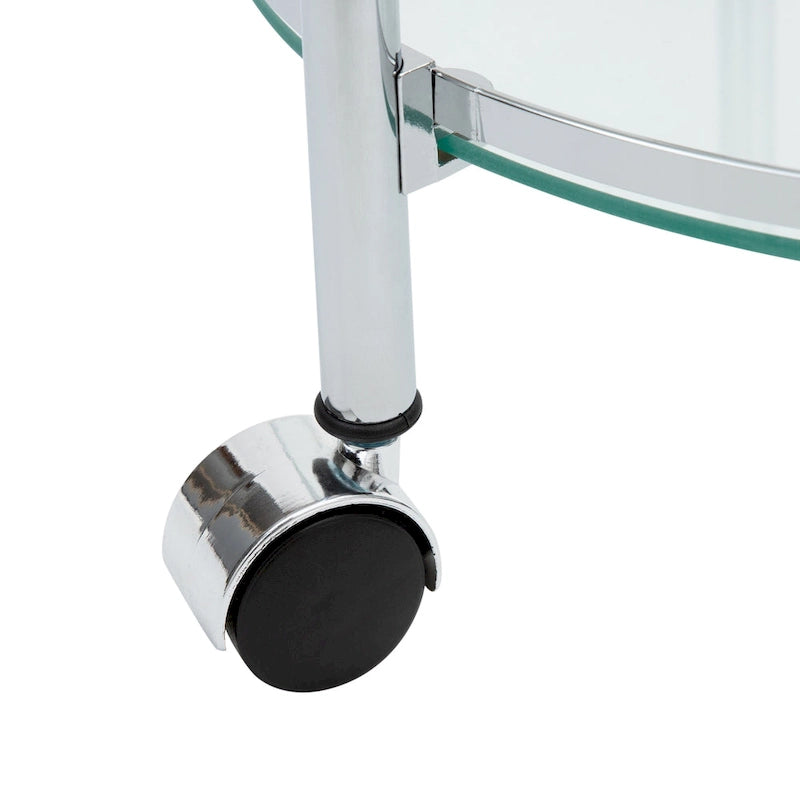 Circular Tempered Glass Rolling Serving Cart - 15.25 x 16.75 x 29.75