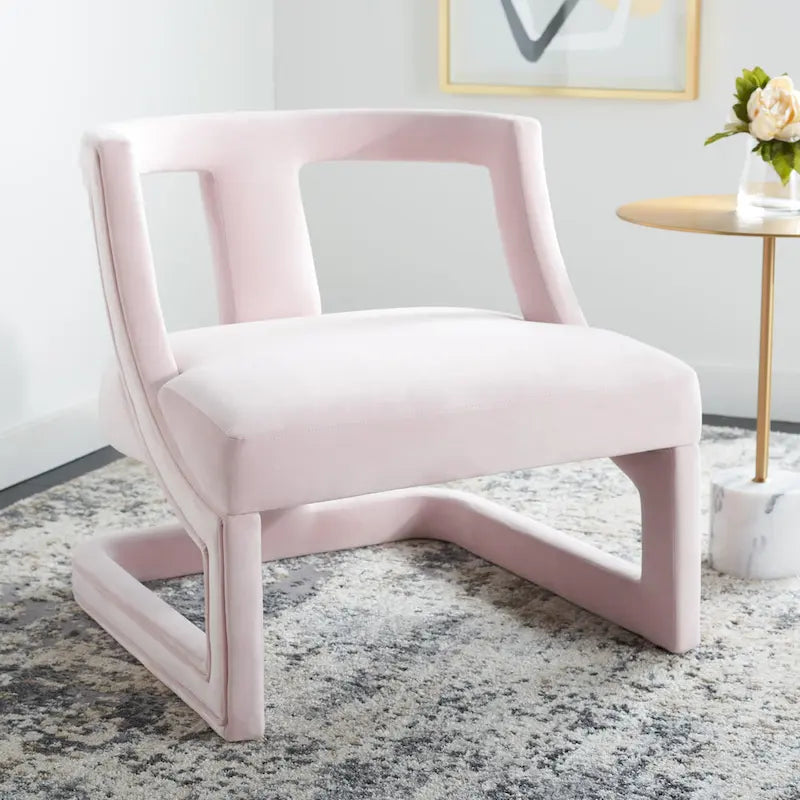 Poltrona decorativa in velluto con struttura aperta