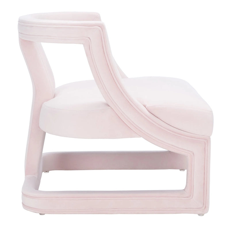 Poltrona decorativa in velluto con struttura aperta