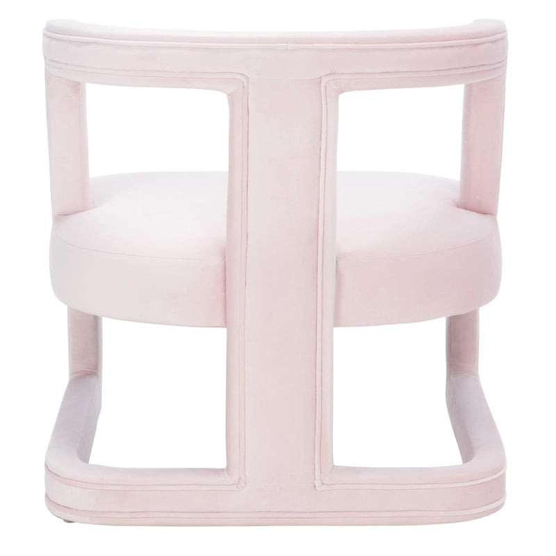 Poltrona decorativa in velluto con struttura aperta