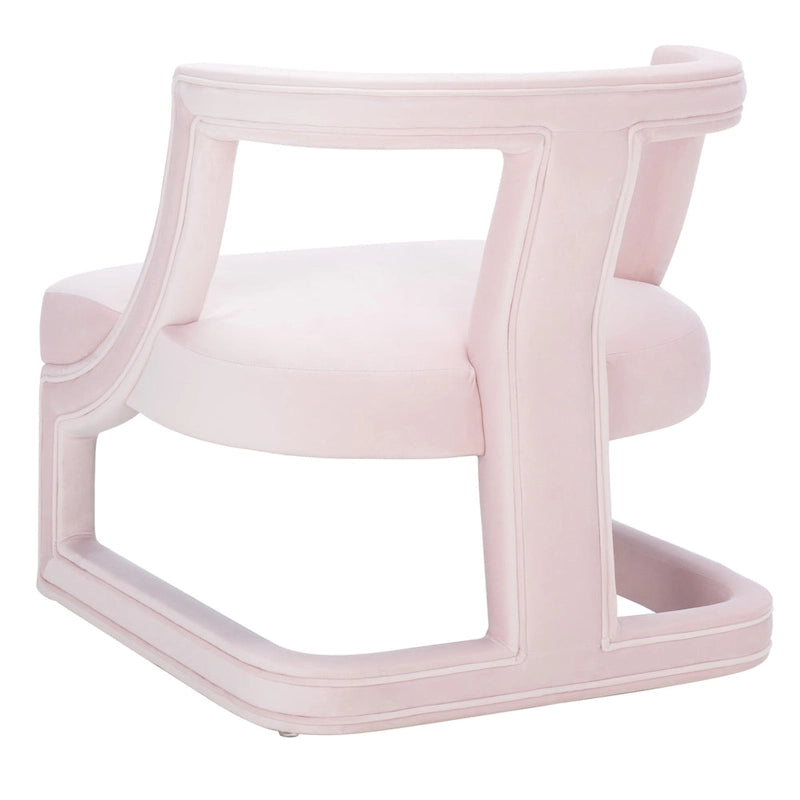 Poltrona decorativa in velluto con struttura aperta