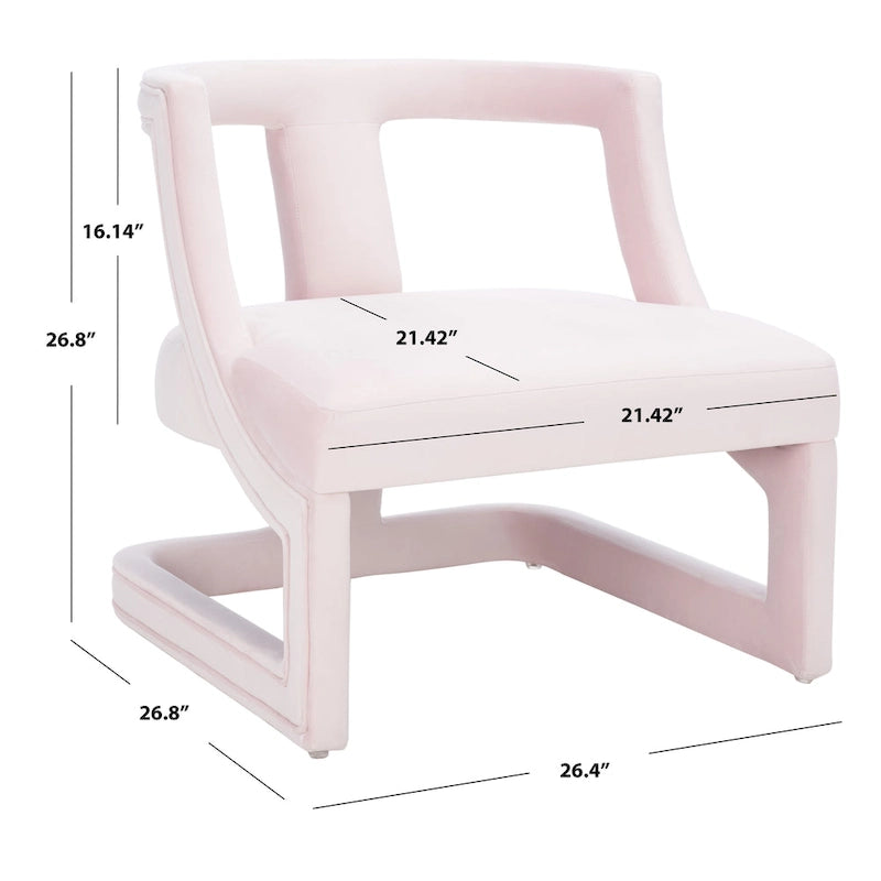 Poltrona decorativa in velluto con struttura aperta