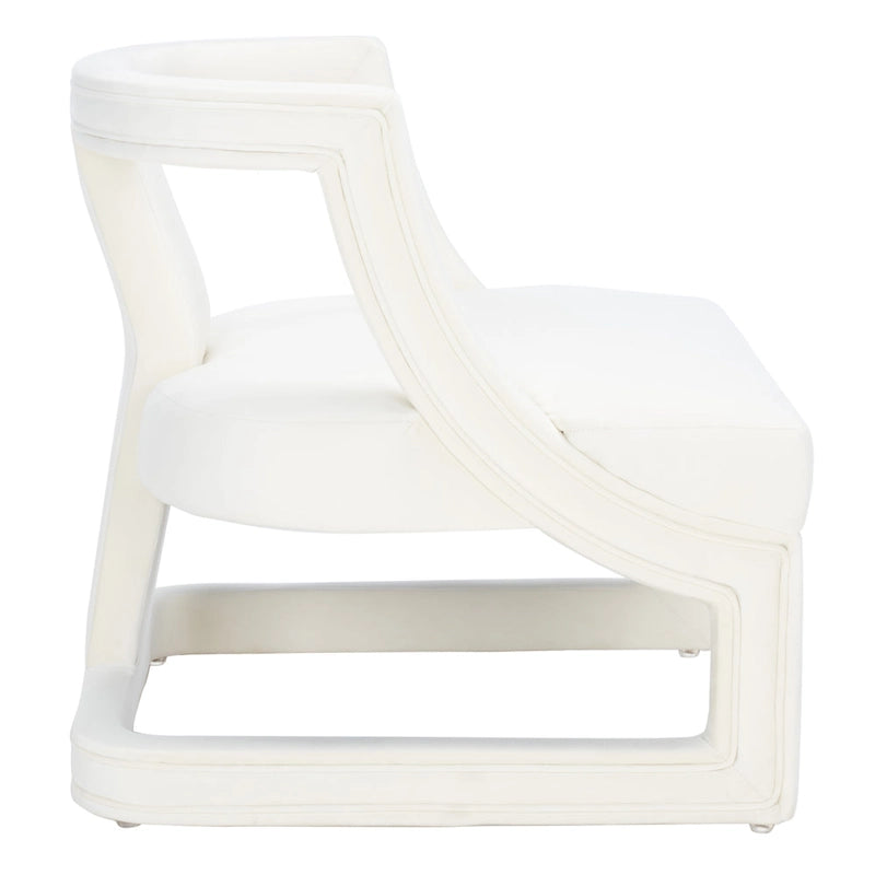 Poltrona decorativa in velluto con struttura aperta