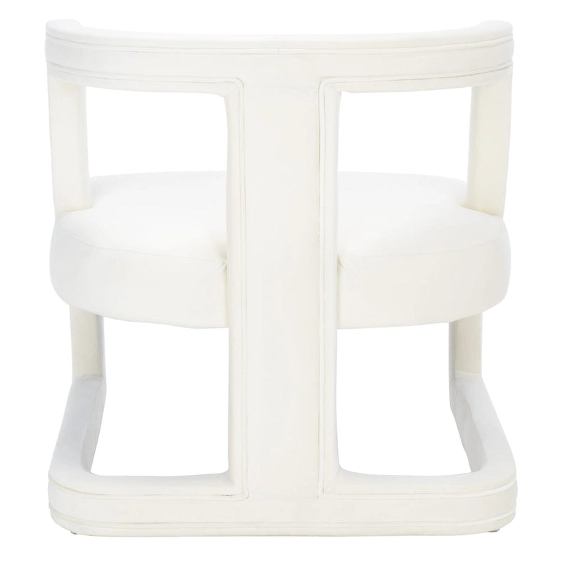 Poltrona decorativa in velluto con struttura aperta