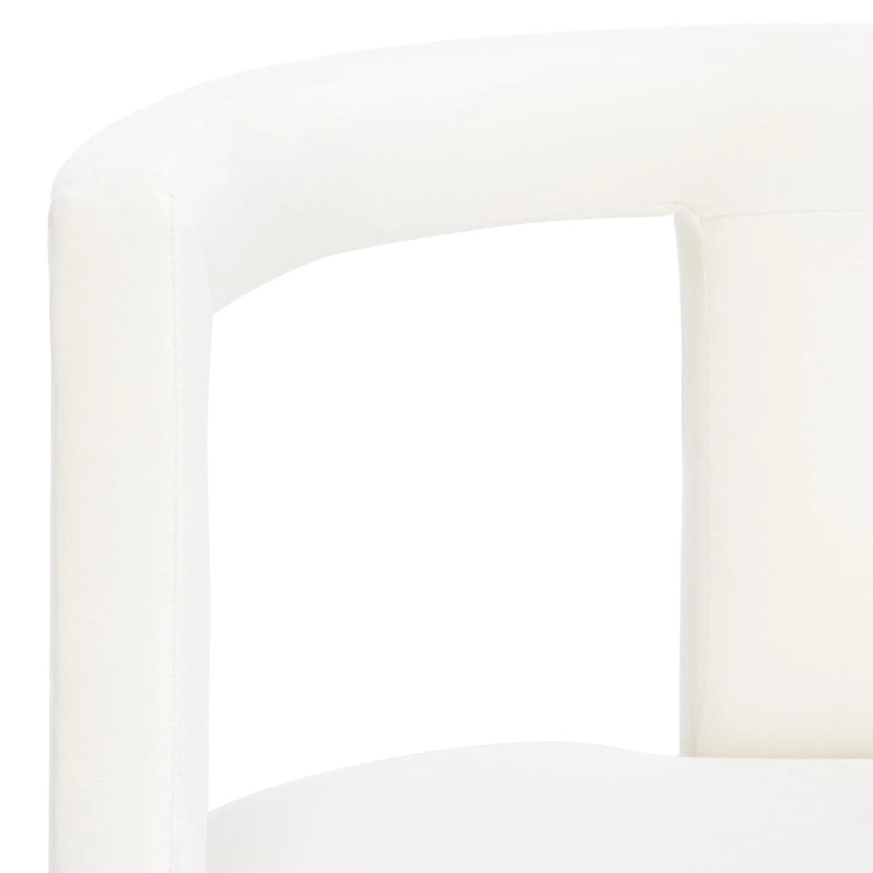 Poltrona decorativa in velluto con struttura aperta