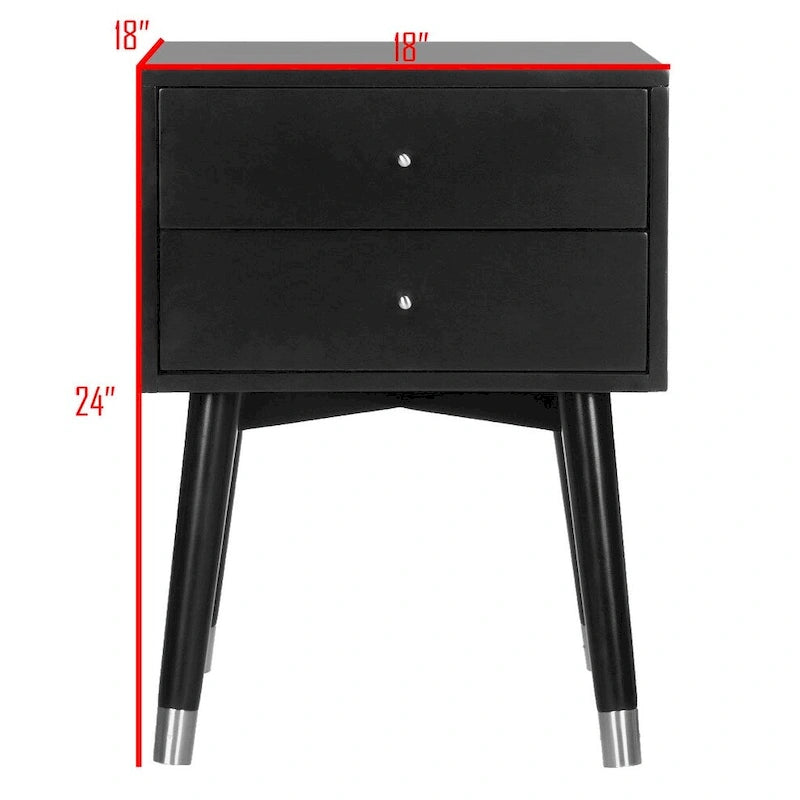 Nachttisch im Mid-Century-Modern-Stil mit 2 Schubladen