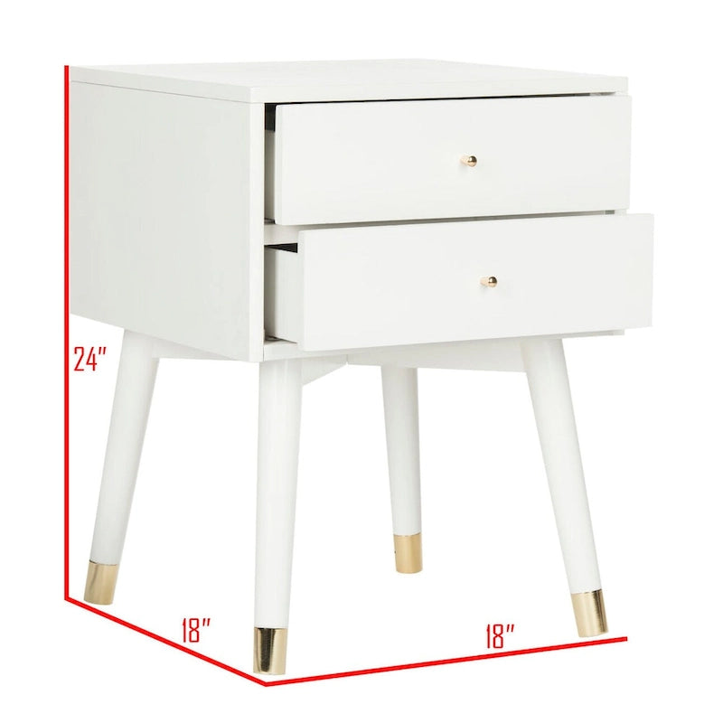 Nachttisch im Mid-Century-Modern-Stil mit 2 Schubladen