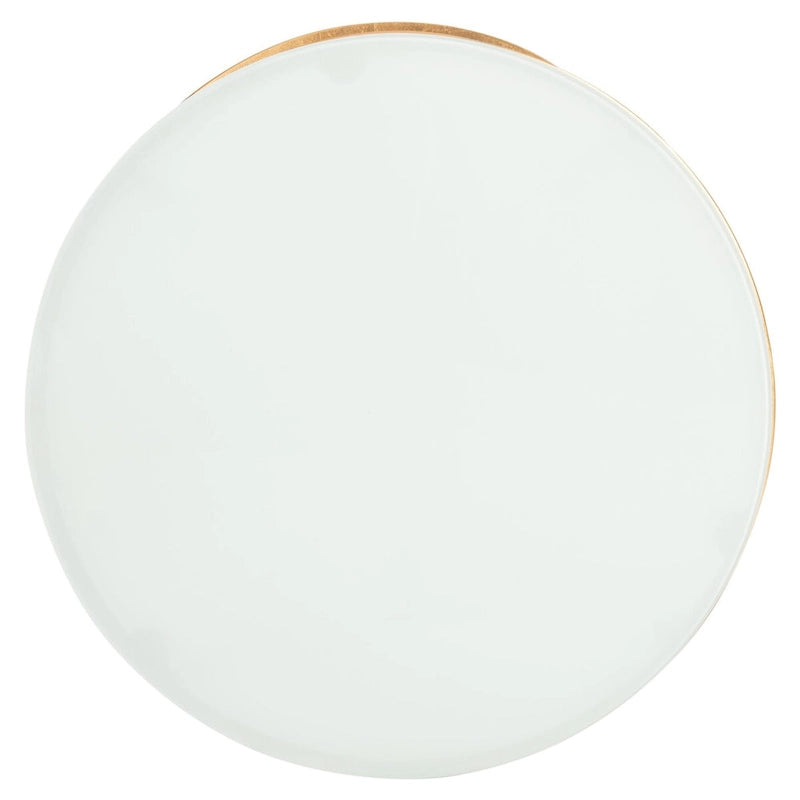 Gold & White Glass Top Accent Table - 20"W x 20"D x 21.2"H