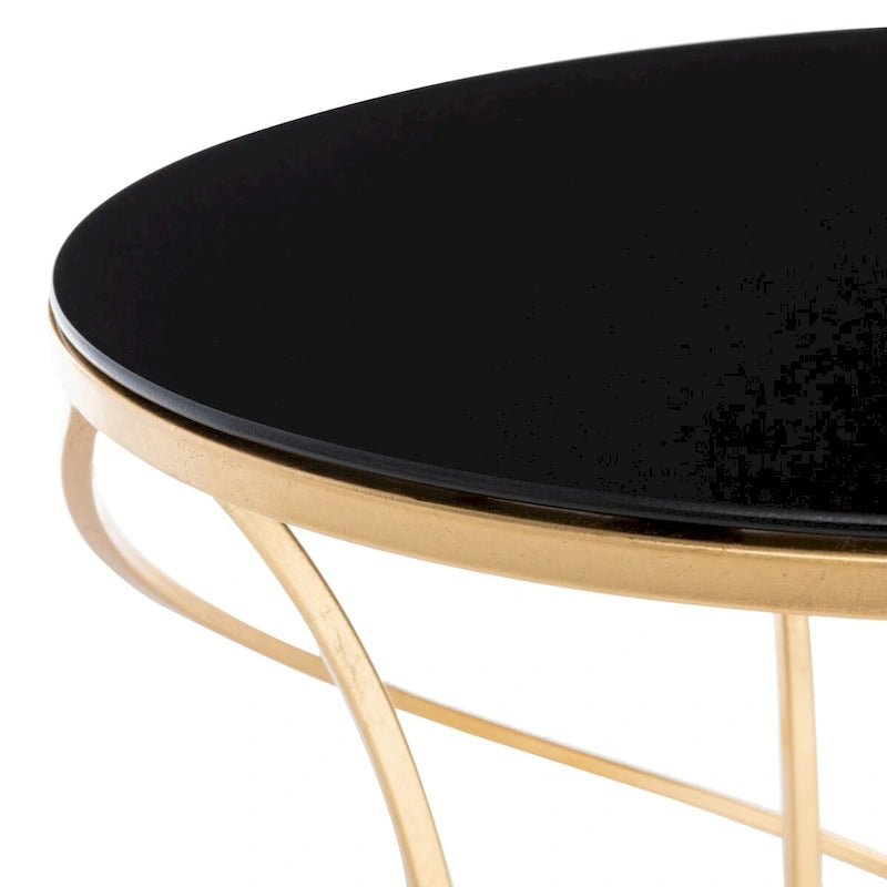 Gold & White Glass Top Accent Table - 20"W x 20"D x 21.2"H