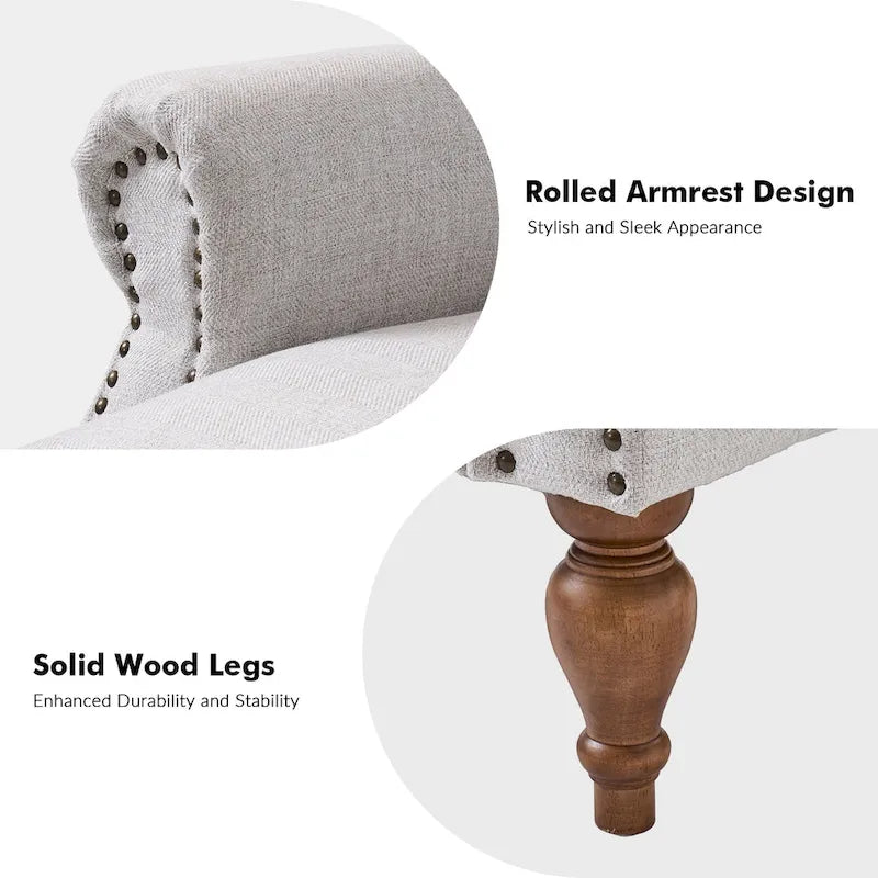 Traditional Roll Arm Manual Recliner with Solid Wood Legs, Set of 2