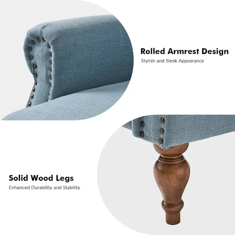 Traditional Roll Arm Manual Recliner with Solid Wood Legs, Set of 2