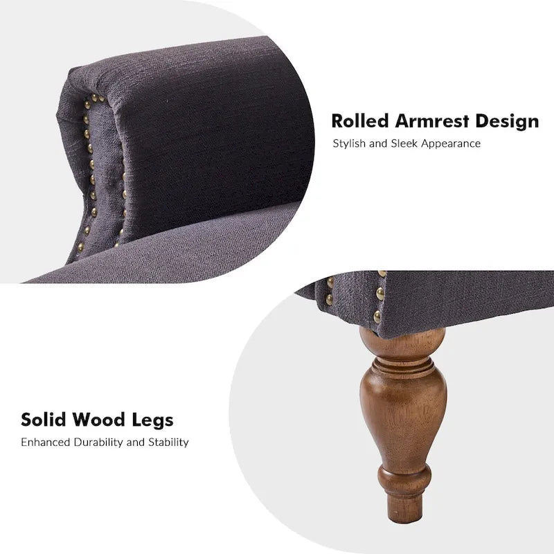 Traditional Roll Arm Manual Recliner with Solid Wood Legs, Set of 2