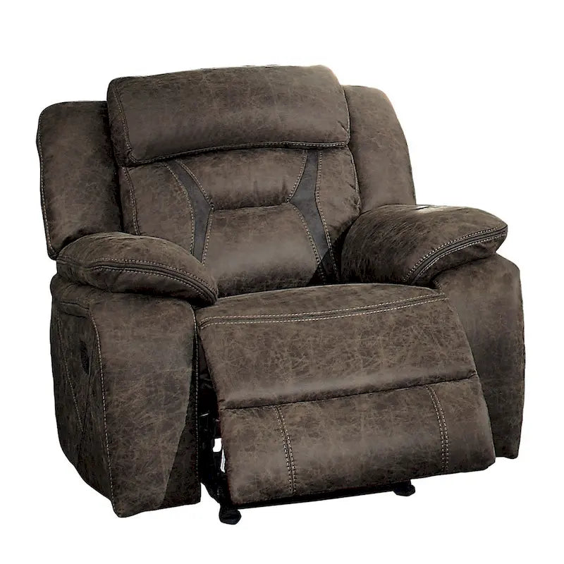 39-Inch Manual Glider Recliner Chair, Brown Microfiber, Solid Wood
