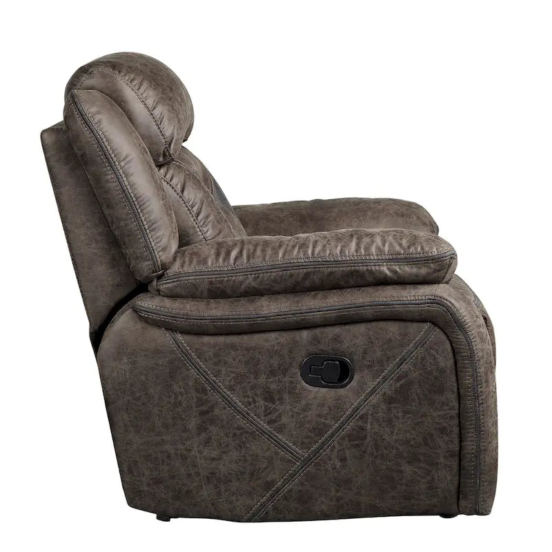 39-Inch Manual Glider Recliner Chair, Brown Microfiber, Solid Wood