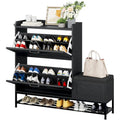 Mobile portascarpe in stile rustico con panca e spazio contenitore per ingresso, con 2 cassetti ribaltabili per 16 paia - 9.4W x 47.1L x 41.3H