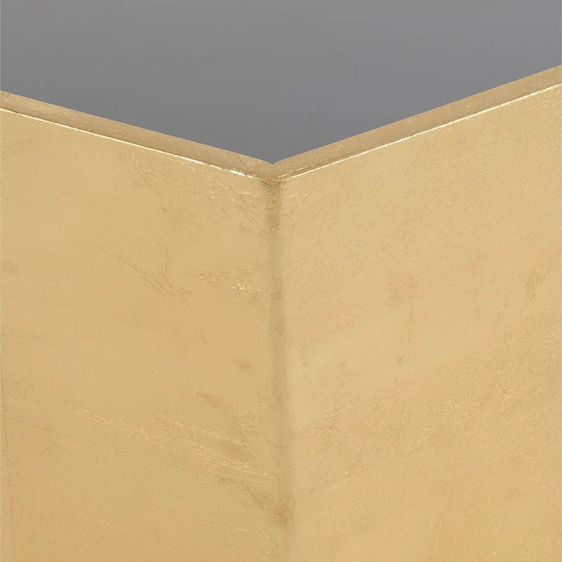 Glam Modern Wood Gold Hexagon Glass Top Coffee Table - 48 x 42 x 16