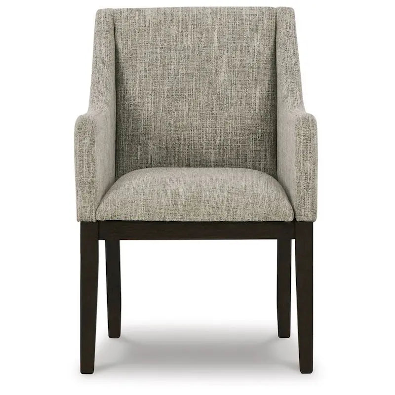 24-Inch Dining Armchair Set of 2, Beige Upholstery, Brown Legs