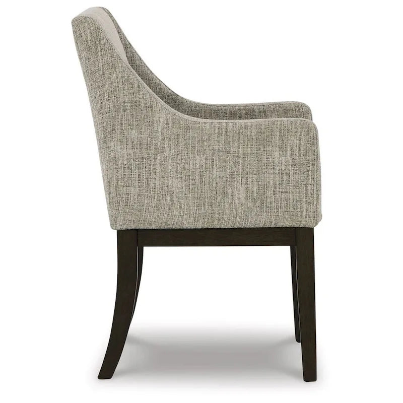 24-Inch Dining Armchair Set of 2, Beige Upholstery, Brown Legs