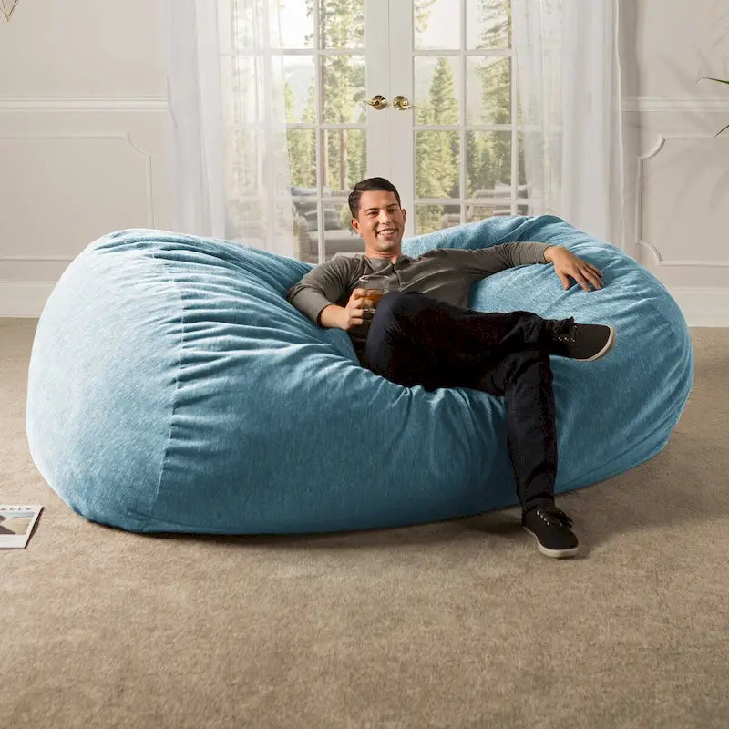 7-Foot Giant Bean Bag Sofa for Adults - Premium Chenille