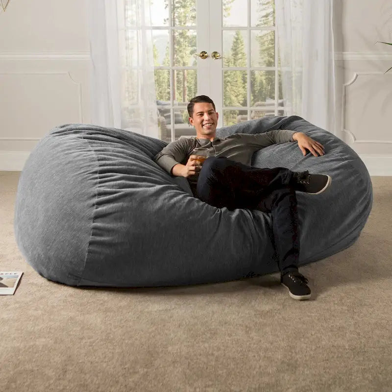 7-Foot Giant Bean Bag Sofa for Adults - Premium Chenille