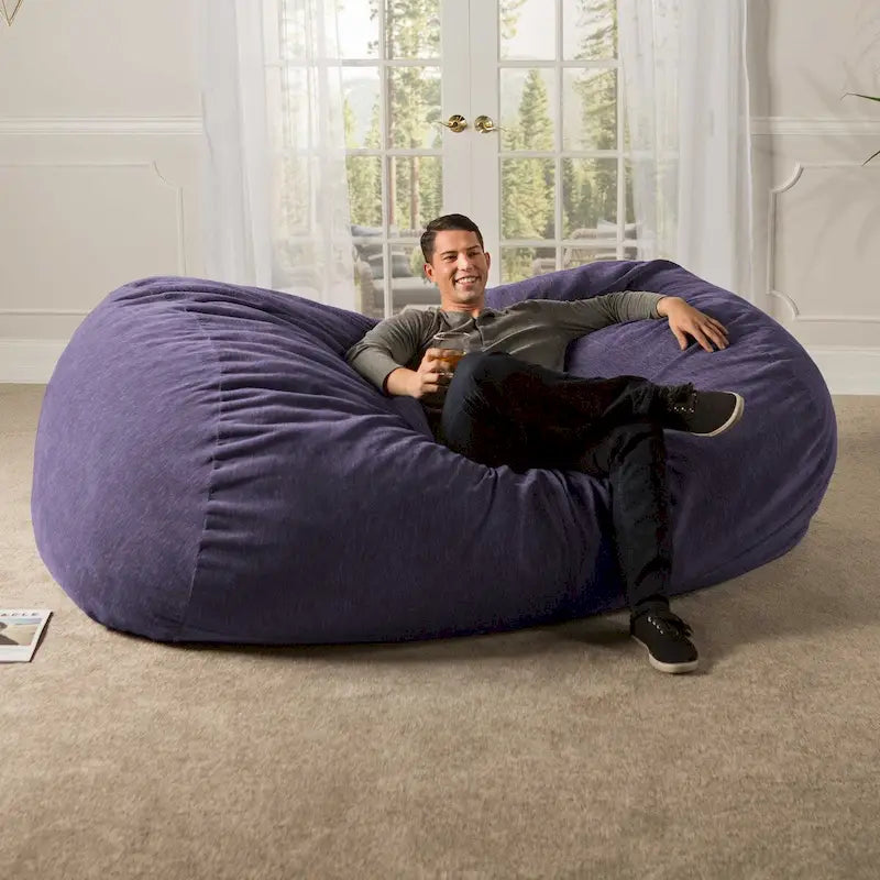 7-Foot Giant Bean Bag Sofa for Adults - Premium Chenille