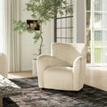 Transitional Faux Fur Upholstered Curved Arm Accent Chair