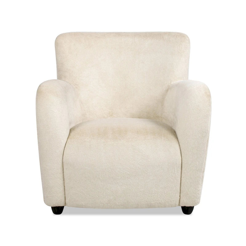 Transitional Faux Fur Upholstered Curved Arm Accent Chair
