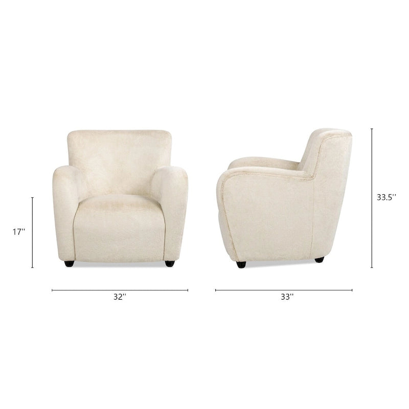 Transitional Faux Fur Upholstered Curved Arm Accent Chair