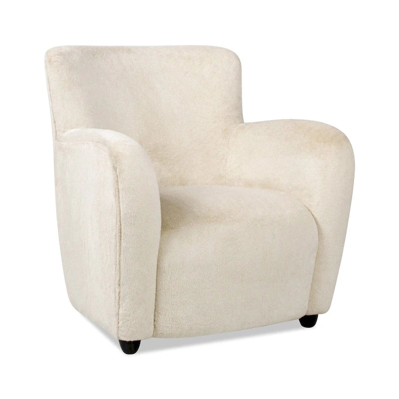 Transitional Faux Fur Upholstered Curved Arm Accent Chair