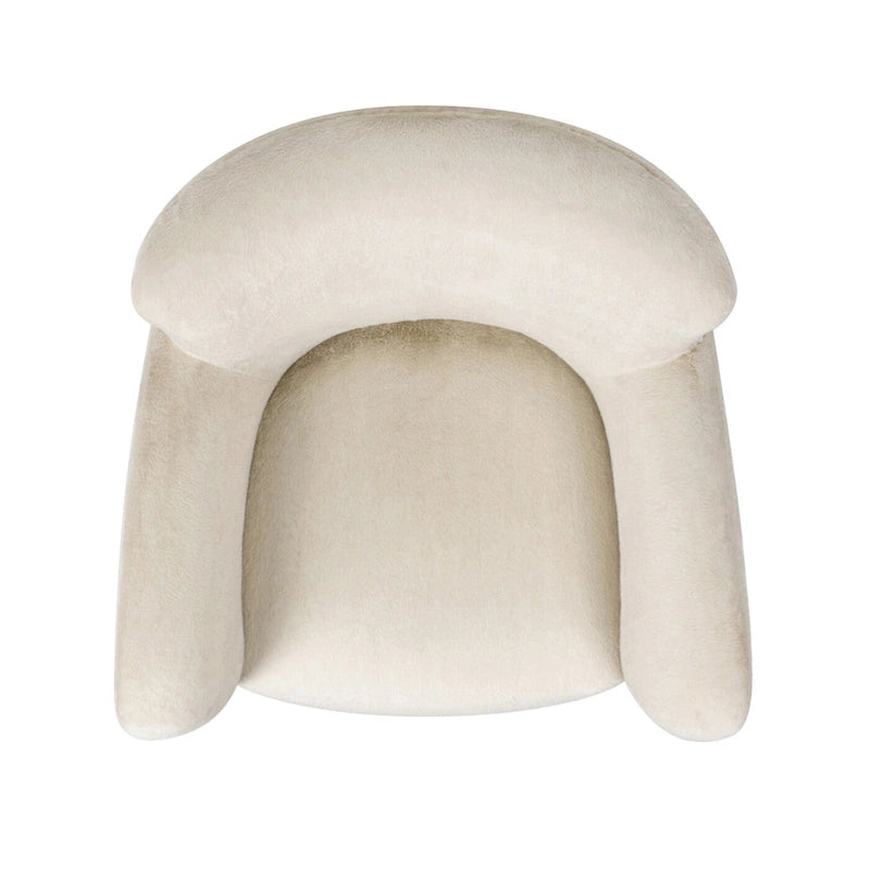 Transitional Faux Fur Upholstered Curved Arm Accent Chair