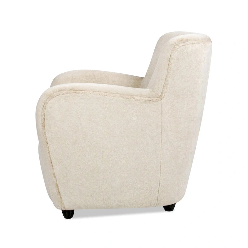 Transitional Faux Fur Upholstered Curved Arm Accent Chair