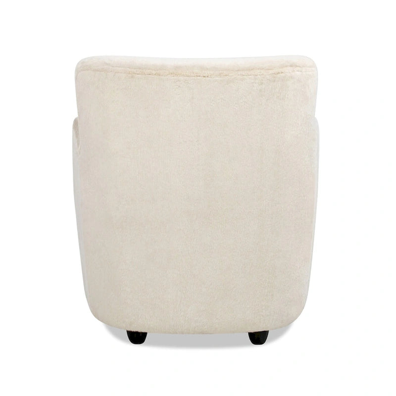 Transitional Faux Fur Upholstered Curved Arm Accent Chair