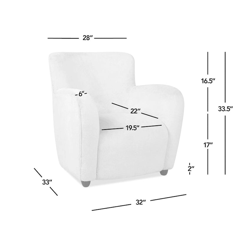 Transitional Faux Fur Upholstered Curved Arm Accent Chair